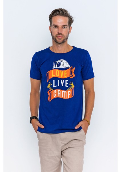 Love, Live, Camp Baskılı Kamp Tişörtü