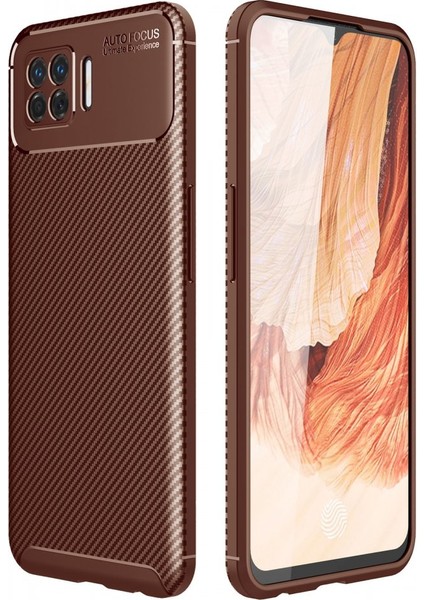 Oppo A73 Kılıf Kamera Korumalı Negro Karbon Silikon Kahverengi