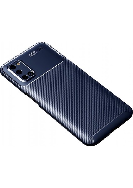 Oppo A92 Kılıf Kamera Korumalı Negro Karbon Silikon Lacivert