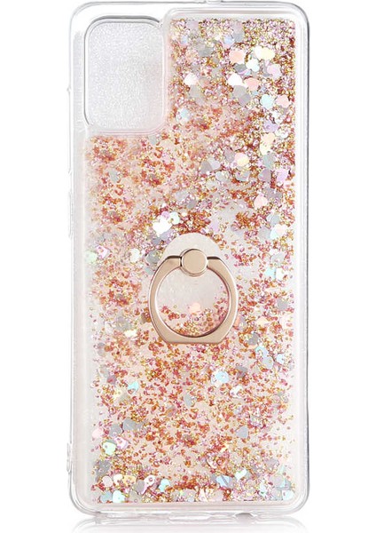 Samsung Galaxy A51 Kılıf Milce Akışkan Simli Sulu Silikon Gold