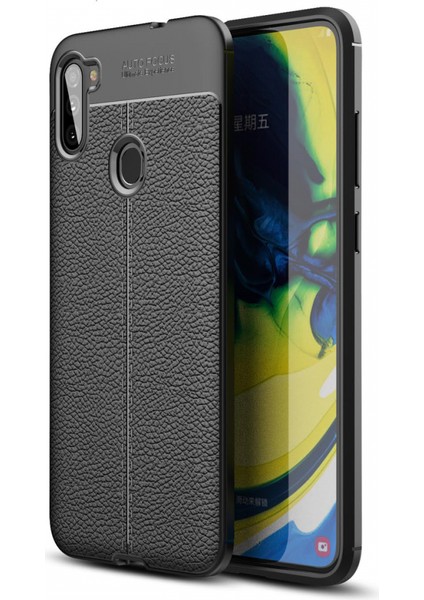 Samsung Galaxy M11 Kılıf Niss Derili Silikon Siyah