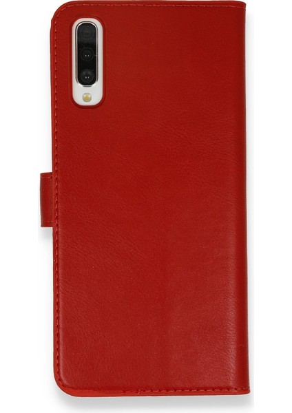 Samsung Galaxy A70 Kılıf Mıknatıslı Kapaklı Cüzdan Deluxe Kopçalı Kırmızı