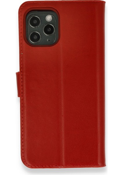 iPhone 12 Pro Kılıf Mıknatıslı Kapaklı Cüzdan Deluxe Kopçalı Kırmızı