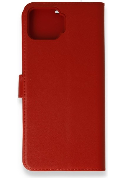 Oppo A73 Kılıf Mıknatıslı Kapaklı Cüzdan Deluxe Kopçalı Kırmızı