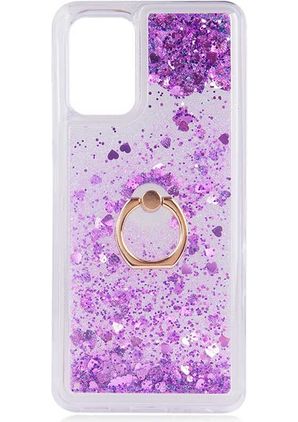 Samsung Galaxy A32 Kılıf Milce Akışkan Simli Sulu Silikon Mor