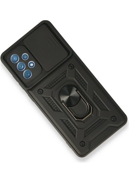 Samsung Galaxy A32 Kılıf Kamera Korumalı Sürgülü Yüzüklü Standlı Pars Siyah modelleri