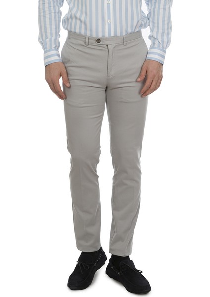 Brooks Brothers Erkek Gri Milano Kesim Chino Pantolon