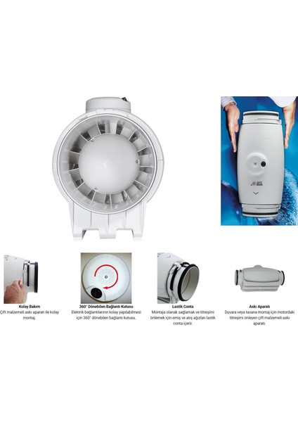 Susturuculu Ultra Sessiz 900 M³/h Ø 200MM Td 800/200 Yuvarlak Kanal Fanı Soler Palau Tasarruflu Agmair Agm Havalandırma indirimleri