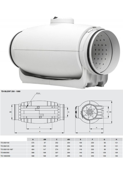 Susturuculu Ultra Sessiz 1030 M³/h Ø 200MM Td 1000/200 Yuvarlak Kanal Fanı Soler Palau Tasarruflu Agmair Agm Havalandırma fiyatları