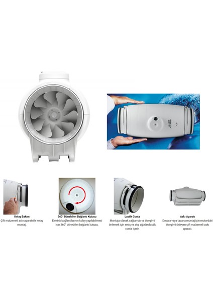 Susturuculu Ultra Sessiz 1030 M³/h Ø 200MM Td 1000/200 Yuvarlak Kanal Fanı Soler Palau Tasarruflu Agmair Agm Havalandırma fırsatları