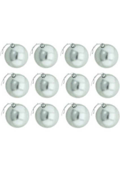 Gümüş Renkli Yılbaşı Çam Ağacı Süsleme 3 cm Cici Top 12 Adet