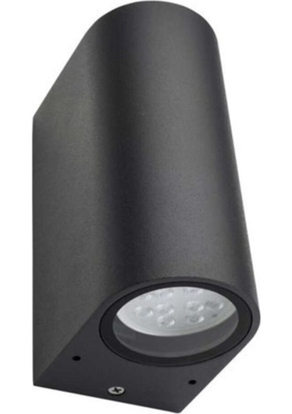 Çift Yönlü Dekoratif Duvar Aplik Antrasit Alüminyum Metal Kasa + 2 Adet Gu10 Beyaz Işık LED Ampul