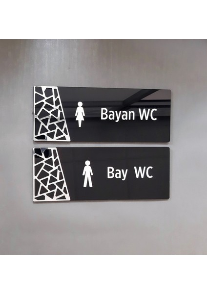 Black Silver Pattern Seri Wc Yönlendirme Seti