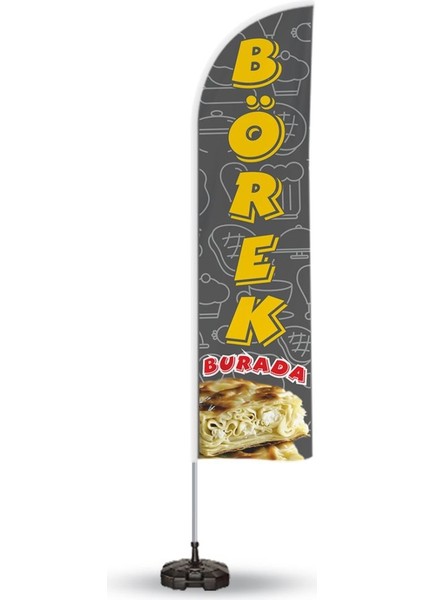 Börek Temalı Olta Yelken Bayrak 75 x 300 cm A+ Kumaş
