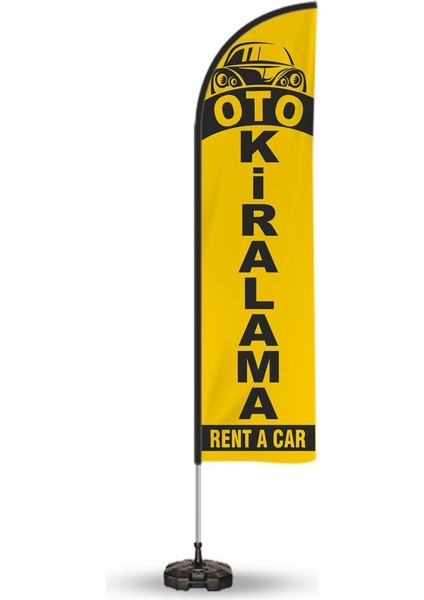 Oto_kiralama Temalı Olta Yelken Bayrak 75 x 300 cm A+ Kumaş