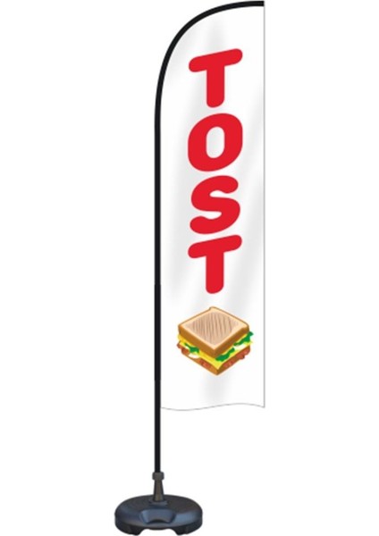 Tost Temalı Olta Yelken Bayrak 75 x 300 cm A+ Kumaş