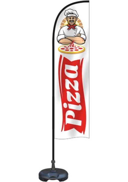 Pizza Temalı Olta Yelken Bayrak 75 x 300 cm A+ Kumaş