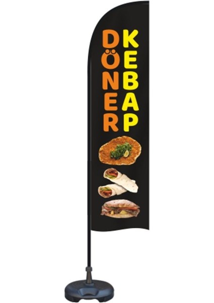 Döner Temalı Olta Yelken Bayrak 75 x 300 cm A+ Kumaş