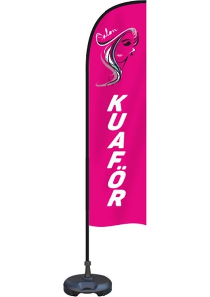 Bayan Kuaförü Temalı Olta Yelken Bayrak 75 x 300 cm A+ Kumaş