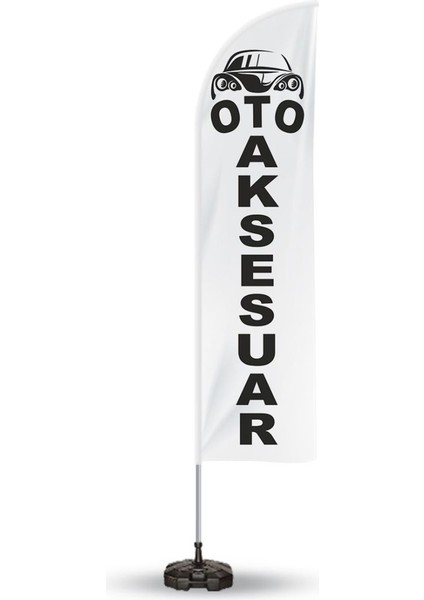 Oto Aksesuar Temalı Olta Yelken Bayrak 75 x 300 cm A+ Kumaş