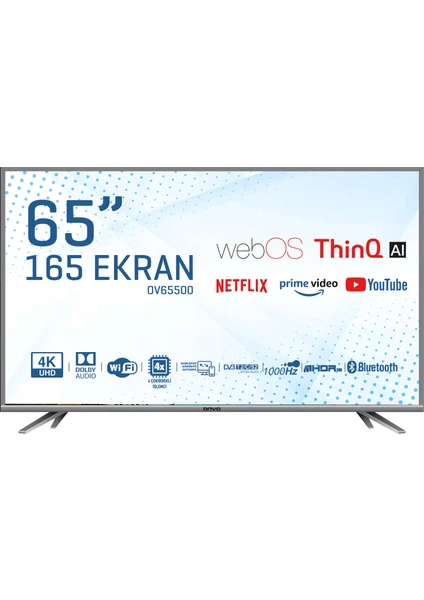 OV65500 65" 165 Ekran Uydu Alıcılı 4K Ultra HD Smart LED TV