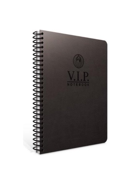 A4 Vip Deri Kapak Spiralli Kareli Defter Siyah 1081