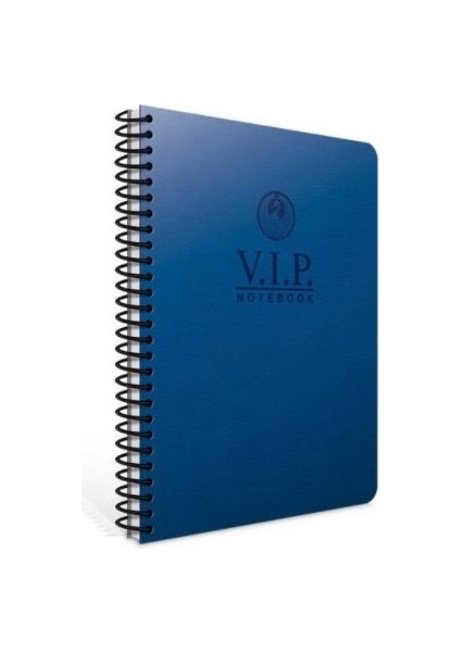 A4 Vip Deri Kapak Spiralli Çizgili Defter Lacivert 1080