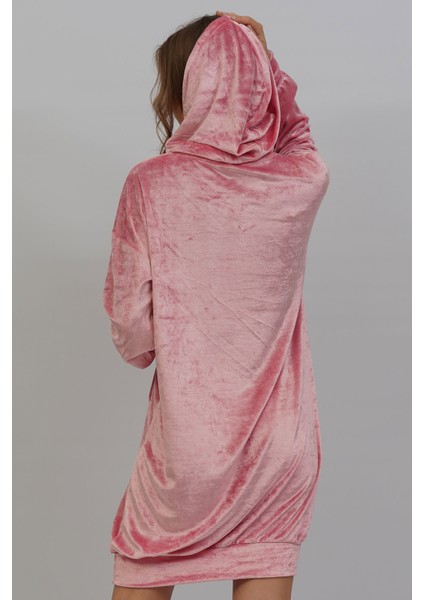 Vıscon Kadife Kapsonlu Düşük Omuzlu Uzun Kol Kanguru Gecelik fırsatları