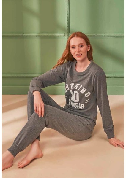 Feyza 4307 Kadın Uzun Kollu Pijama Takımı - Grimelanj