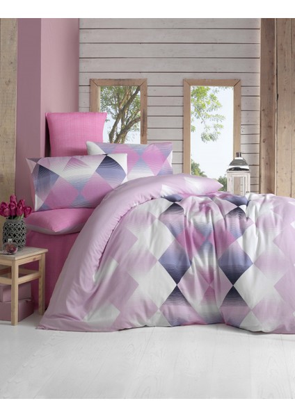 Tek Kişilik Polycotton Nevresim Takımı (Petek Pembe)