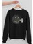 Grafitici Astronot Siyah Oversize Bisiklet Yaka Kalın Kadın Sweatshirt 2