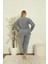 Kadın Uzun Kollu Cepli Polar Büyük Beden Pijama Takımı 4
