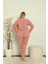 Kadın Uzun Kollu Cepli Polar Büyük Beden Pijama Takımı 3