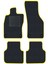 Honda Civic Euro Hatchback 2003-2005 -5 Kapı Makyajlı Siyah Halı Sarı Kenar Çapraz Çizgi Topuk 2250 gr Paspas 1