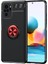 Xiaomi Redmi Note 10 Kılıf Manyetik Kamera Korumalı Yüzüklü Standlı Yumuşak Silikon Ravel Siyah-Kırmızı 1