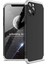 iPhone 12 Pro Max Kılıf Kamera Korumalı 3 Parça Ays Sert Plastik Siyah-Gri 1