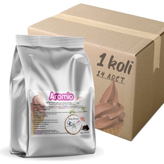 Aromio Soft Dondurma Tozu Latte Plus ( Süt ile Yapılır ) Kakao 1.250 gr x 14 (1 Koli )