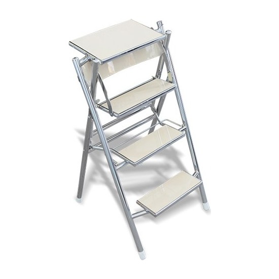 Nishev Katlanır Sandalye Merdiven 4 Basamaklı Beyaz