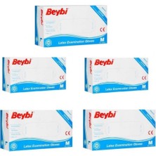 Beybi Muayene Eldiven Medium Pudralı Lateks 100LÜ Paket x 5 Paket