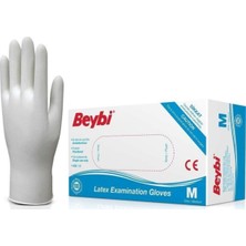 Beybi Muayene Eldiven Medium Pudralı Lateks 100LÜ Paket x 5 Paket