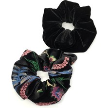 Melkady 268 - Kadife Orta Boy Scrunchie Saç Lastiği Seti (2'li)