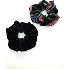 Melkady 268 - Kadife Orta Boy Scrunchie Saç Lastiği Seti (2'li)