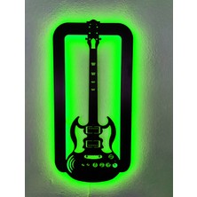Dekoraven Gitar LED Işıklı Ahşap Dekoratif Tablo