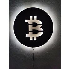 Dekoraven Bitcoin LED Işıklı Dekoratif Duvar Tablosu