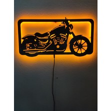 Dekoraven Chopper Motor LED Işıklı Ahşap Tablo