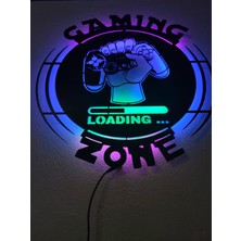 Dekoraven Gaming Zone Gamer LED Işıklı Ahşap Tablo