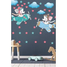 Echo Home Sevimli Pilot Filler Bulutlar ve Yıldızlar Çocuk Odası Duvar Sticker