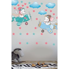 Echo Home Sevimli Pilot Filler Bulutlar ve Yıldızlar Çocuk Odası Duvar Sticker