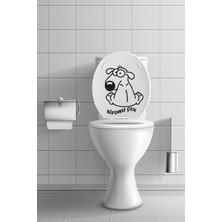 Echo Home Köpek Klozet Kapağı Sticker Banyo Sticker Sifonu Çek Yazılı