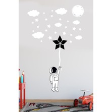 Echo Home Siyah Beyaz Astronot ve Yıldızlar Çocuk Odası Duvar Sticker 40 Parça